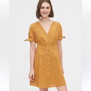 GAP Tie Sleeve Dress- Desert Sunset Gold